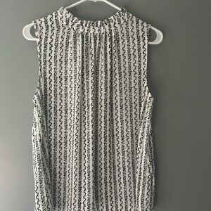 LOFT Black and White Floral Sleeveless Blouse